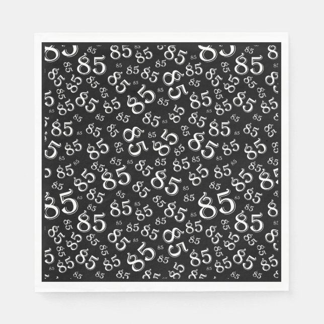 85th Birthday Party Number Pattern Black/White Napkin (Front)