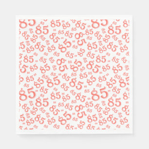 85th Birthday Party Number Pattern Coral/White Napkin