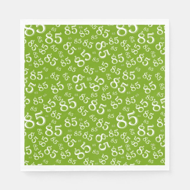 85th Birthday Party Number Pattern Green/White Napkin (Front)