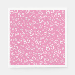 85th Birthday Party Number Pattern Pink/White Napkin