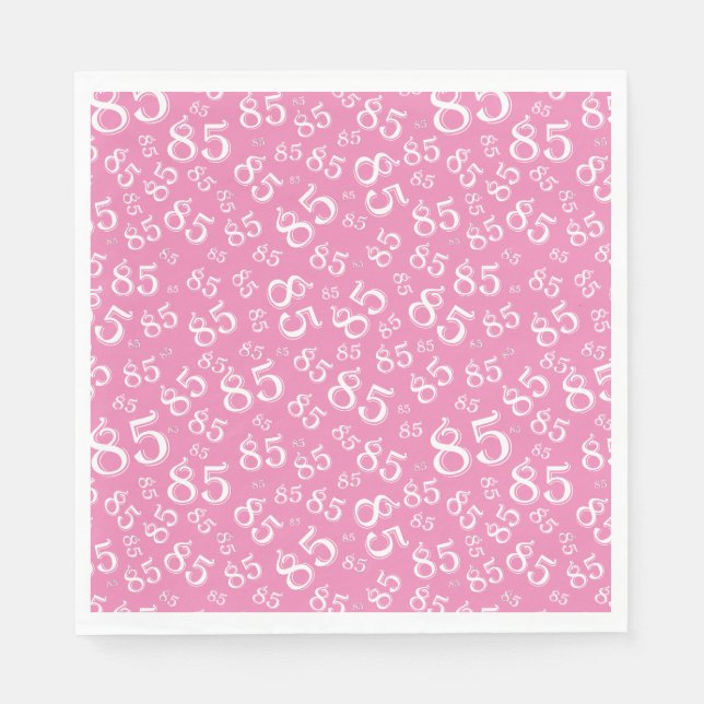 85th Birthday Party Number Pattern Pink/White Napkin (Front)