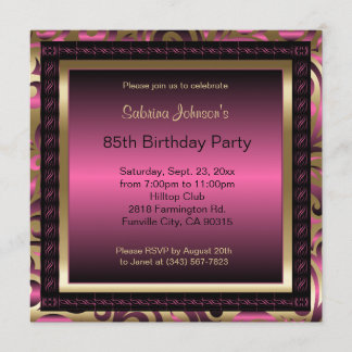 85th Birthday Party | Pink Metallic & Gold Invitation