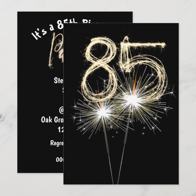 85th Birthday Party Sparkler   Invitation (Front/Back)