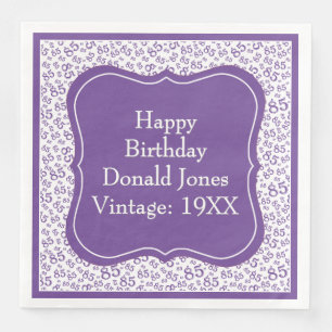 85th Birthday Purple/White Bracket Number Pattern Napkin