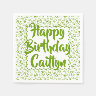 85th Birthday Random Number Pattern Scallop Green Napkin