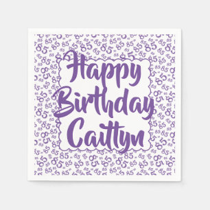 85th Birthday Random Number Pattern Scallop Purple Napkin