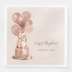 85th Birthday Rose Gold Cake Napkin