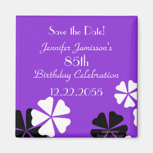 85th Birthday Save the Date Purple Floral Magnet