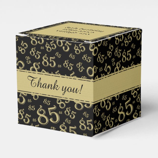 85th Black/Gold Random Number Pattern Favor Box (Front Side)