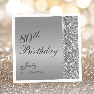 85th Elegant Silver Birthday Napkin