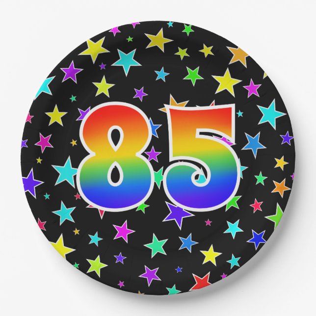 85th Event: Bold, Fun, Colourful Rainbow 85 Paper Plate (Front)