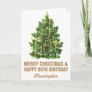 85th Happy Birthday and Merry Christmas Tree Card