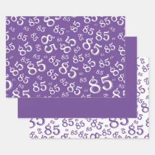 85th Milestone Birthday Purple Number Pattern 85 Wrapping Paper Sheet