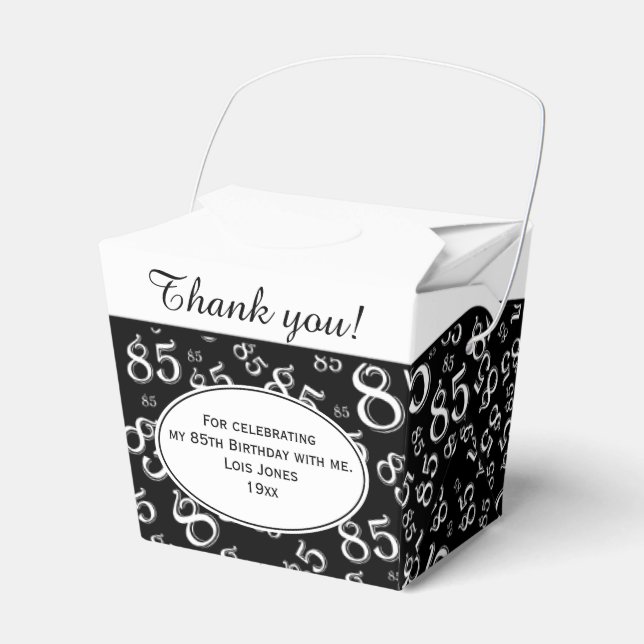 85th Party Black/White Random Number Pattern Favor Box (Front Side)