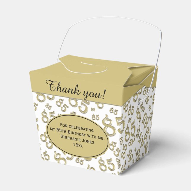 85th Party Gold/White Random Number Pattern Favor Box (Front Side)