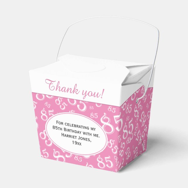 85th Party Pink/White Random Number Pattern Favor Box (Front Side)