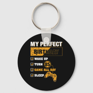 85th Perfect Birthday Gamer 85 Years Old Gaming Lo Keychain