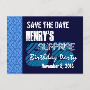85th Surprise Birthday Save the Date Blue Pattern Announcement Postcard