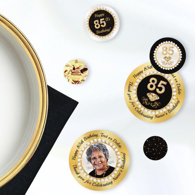 85th Table Decorations, Personalized Photo Confetti (85th birthday table decorations. 85th birthday ideas for mom, grandma, woman. 85th birthday supplies)