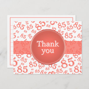 85th Thank You: Coral/White Number Pattern