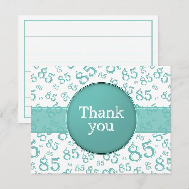 85th Thank You: Teal/White Number Pattern (Front/Back)