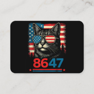 8647 86 47 Funny Cat USA Flag Sunglasses Men Women Business Card
