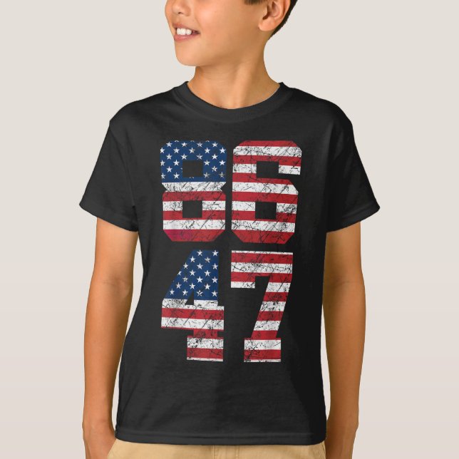 8647 Anti Trump 86 47 Retro Anti-trump Us Flag Imp T-Shirt (Front)