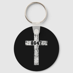 8647 Anti Trump Cross Christian Jesus 86 47 Retro Keychain