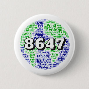 8647 Planet Earth Ecology Word Art 2 Inch Round Button