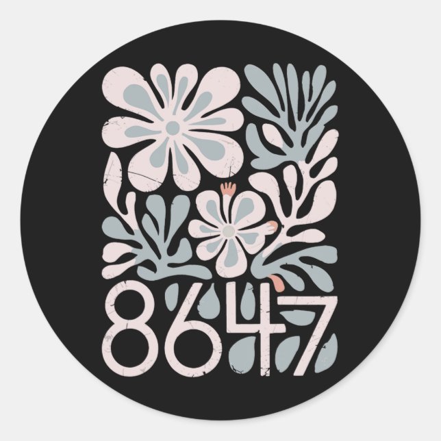 8647 Resist Subtle Floral Foxtrot Delta Tango Prot Classic Round Sticker (Front)