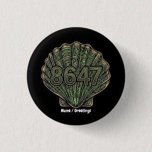 8647 Seashell Linocut Eighty-Six Forty-Seven 1 Inch Round Button