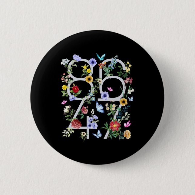 8647 Subtle Anti Trump 86 47 Floral Boho Style 1  2 Inch Round Button (Front)
