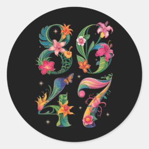 8647 Subtle Anti Trump 86 47 Floral Boho Style 5 Classic Round Sticker