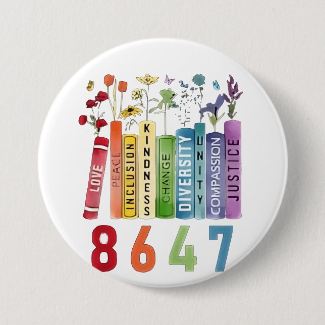 8647 Subtle Anti Trump Anti MAGA 86 47 Floral LGBT 3 Inch Round Button (Front)
