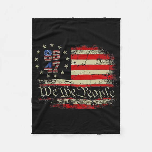 8647 Trump 86 47 Us Flag We The People Impeach 47  Fleece Blanket (Front)