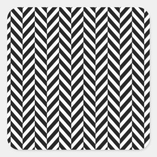 8690_chevron OPTICAL ILLUSIONS BLACK WHITE ZIG ZAG Square Sticker