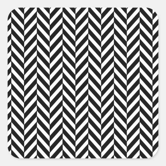 8690_chevron OPTICAL ILLUSIONS BLACK WHITE ZIG ZAG Square Sticker (Front)
