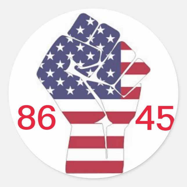 86 45 and #resist classic round sticker (Front)