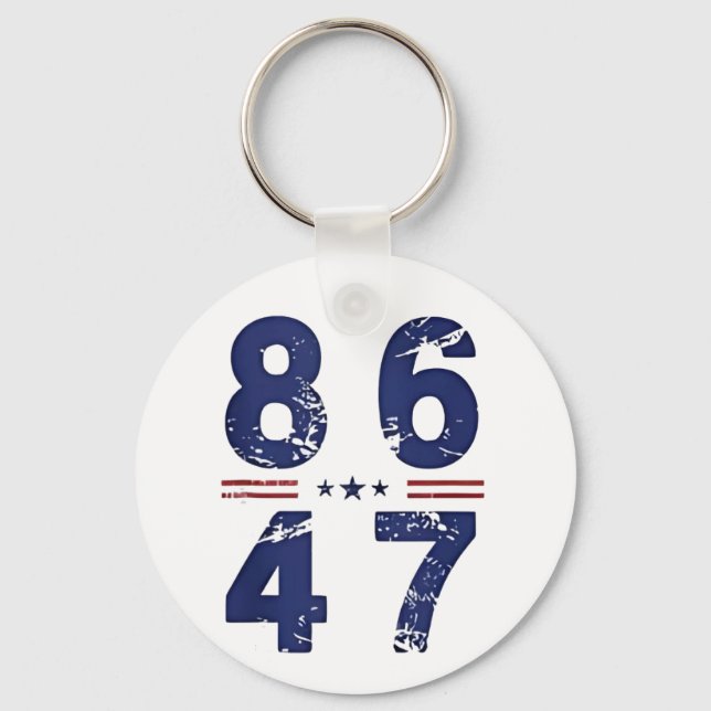 86 47 Anti Trump 8647 Retro Vintage Style Keychain (Front)