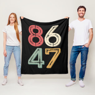 86 47 Anti Trump Vintage 80s Retro Style Fleece Blanket