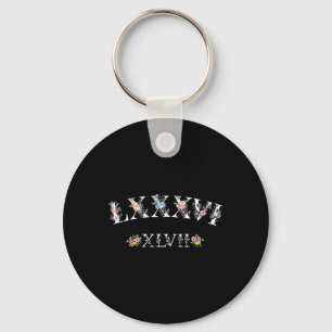 86 47 Roman Numerals Floral 8647 Subtle Anti Trump Keychain