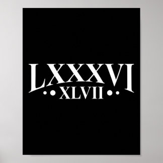 86 47 Roman Numerals Lxxxvi Xlvii 8647 Subtle Anti Poster