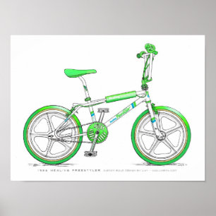 86 Healing Freestyler LixBMX Vintage BMX Sketch Poster