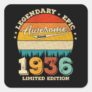 86 Year Old Awesome Since 1936 86th Birthday Gift Square Sticker