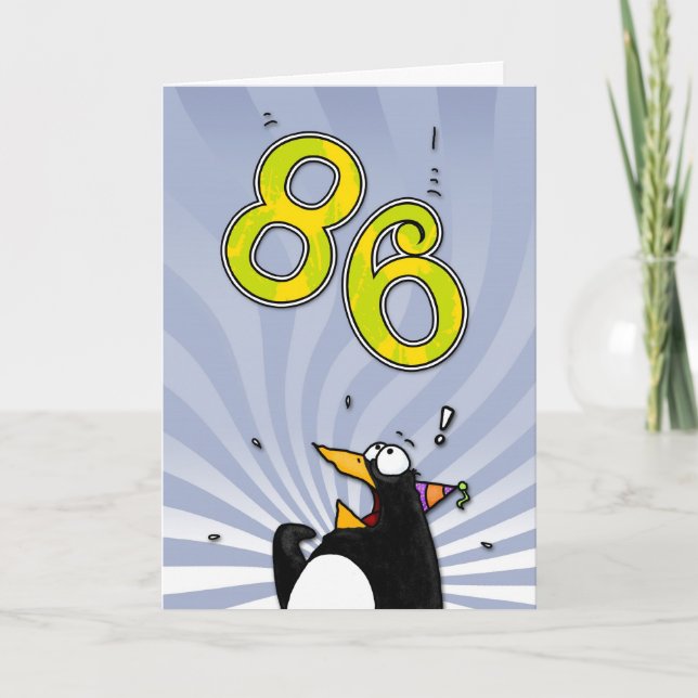 86e anniversaire - Carte de surprise de pingouin (Devant)