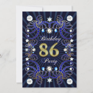 86e anniversaire invitation de fête avec des masse