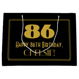 86th Birthday — Art Deco Inspired Look "86" & Na Large Gift Bag