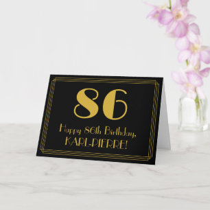 86th Birthday: Art Deco Inspired Look "86" + Name Card