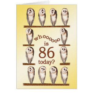 86th birthday, Curious owls card.