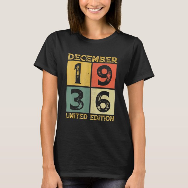 86th Birthday Decorations December 1936 86 Years O T-Shirt (Front)